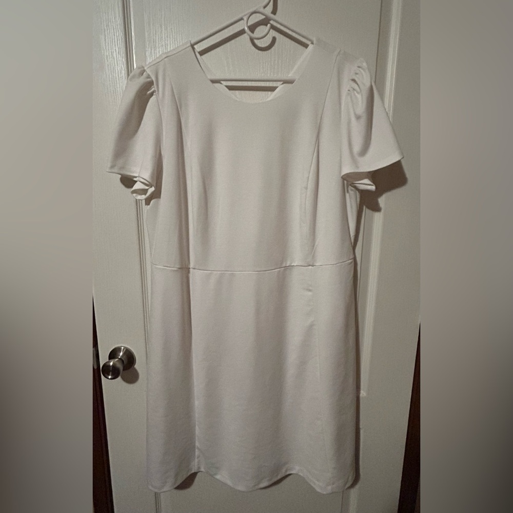 Cato White Dress with Puff Sleeves